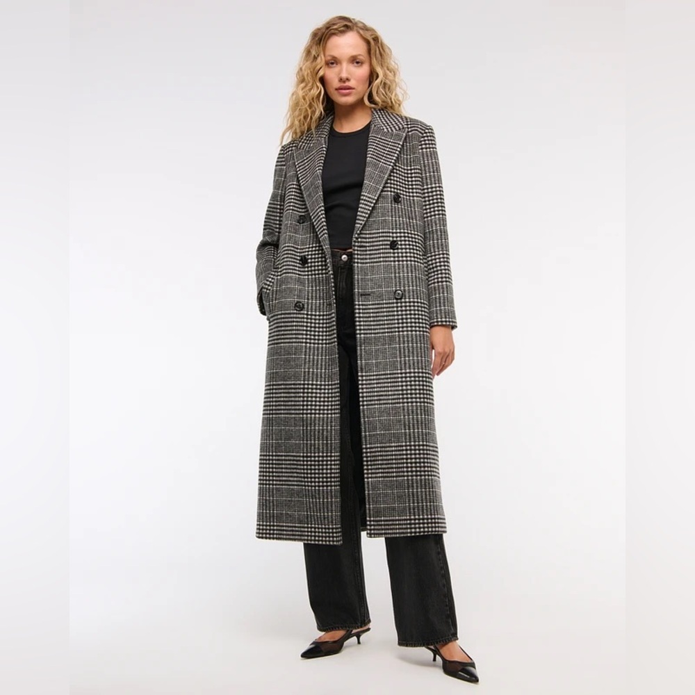 NWOT Abercrombie and Fitch Wool Blend Double Breasted Long Coat Size L‎